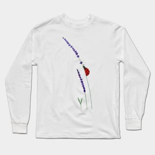 red ladybug and purple lavender Long Sleeve T-Shirt